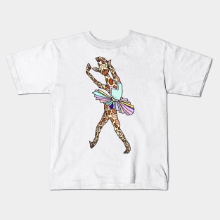 Giraffe Ballerina Tutu Kids T-Shirt